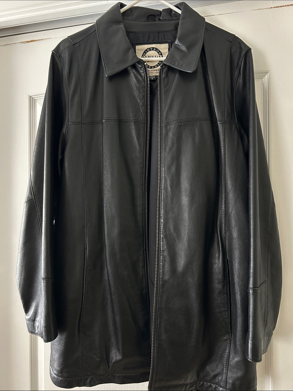 Wilsons Leather Men's Black Leather Trench Coat